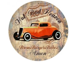 Hot Rod Heaven Metal Sign - 14" Round