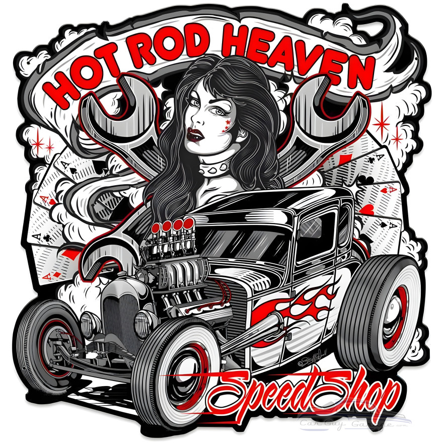 Hot Rod Heaven 2 Metal Sign - 24" x 25"