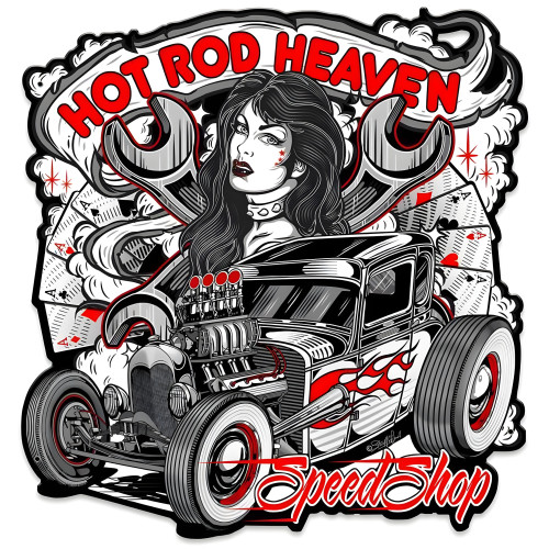 Hot Rod Heaven 2 Metal Sign - 18" x 19"