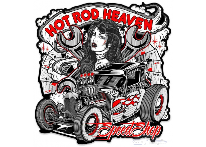 Hot Rod Heaven 2 Metal Sign - 18" x 19"