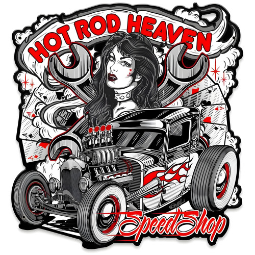 Hot Rod Heaven 2 Metal Sign - 14" x 15"