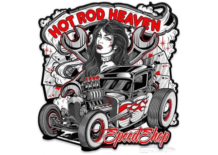Hot Rod Heaven 2 Metal Sign - 14" x 15"