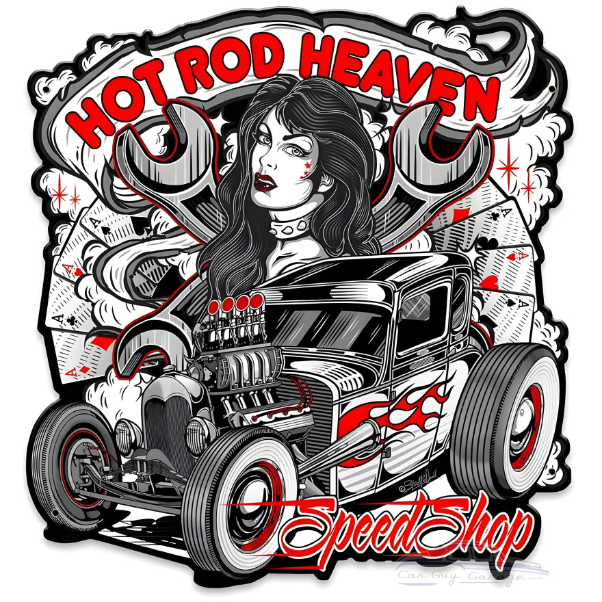 Hot Rod Heaven 2 Metal Sign - 14" x 15"