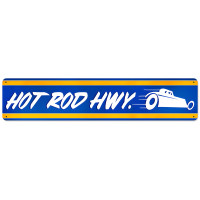 Hot Rod Hwy Metal Sign - 28" x 6"