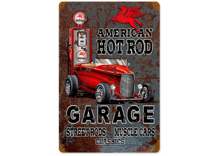 Hot Rod Mobile Gas Metal Sign - 12" x 18"