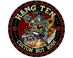 Hot Rod Monster Metal Sign - 14" Round