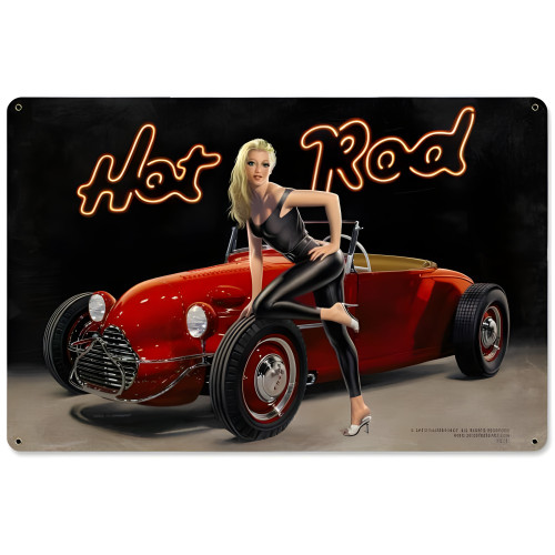 Hot Rod Metal Sign - 18" x 12"