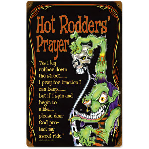 Hot Rod Prayer Metal Sign - 12" x 18"