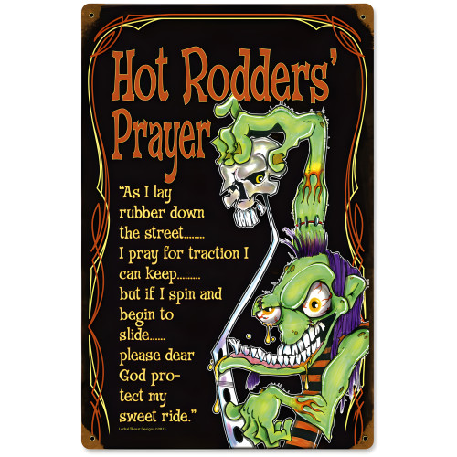 Hot Rod Prayer Metal Sign - 12" x 18"