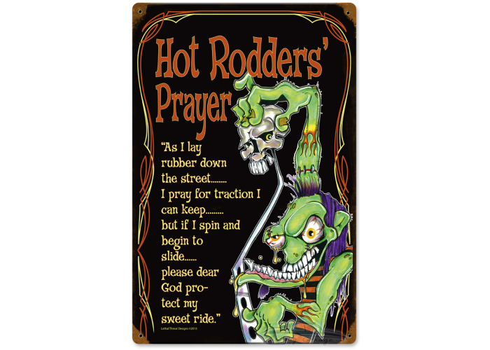 Hot Rod Prayer Metal Sign