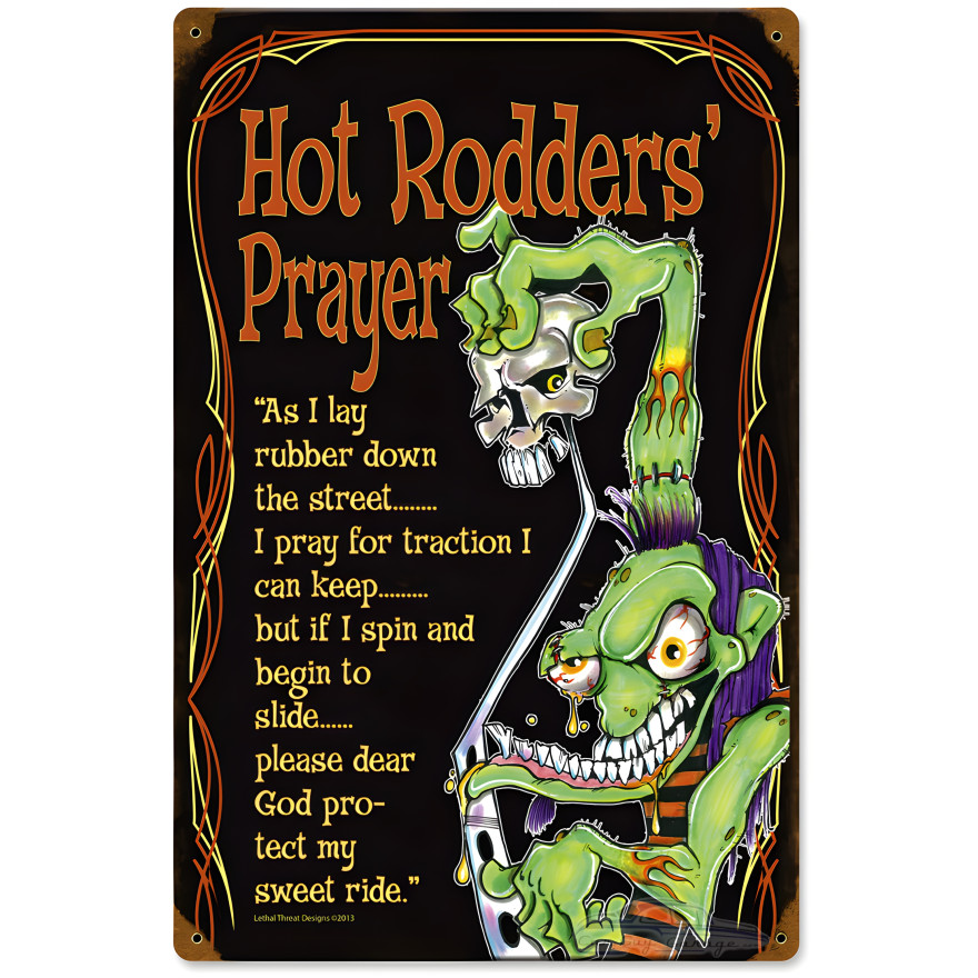 Hot Rod Prayer Metal Sign - 12" x 18"