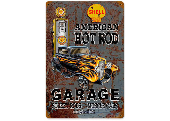 Hot Rod Shell Gas Metal Sign