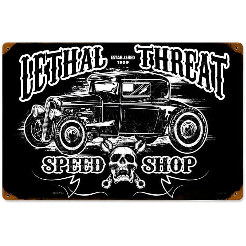 Lethal Threat Hot Rod Speedshop Metal Sign - 18" x 12"