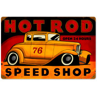 Hot Rod Speed Shop Metal Sign - 18" x 12"