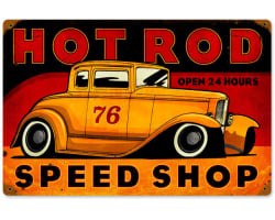 Hot Rod Speed Shop Metal Sign - 18" x 12"