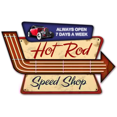 Hot Rod Speed Shop Metal Sign - 23" x 15"