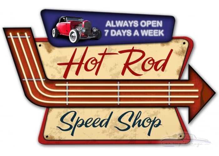 Hot Rod Speed Shop Metal Sign - 23" x 15"