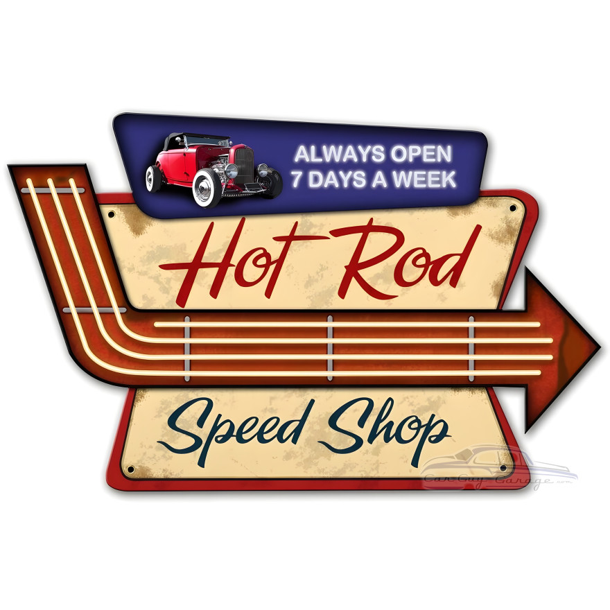 Hot Rod Speed Shop Metal Sign - 23" x 15"
