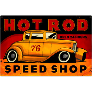 Hot Rod Speed Shop Metal Sign - 36" x 24"