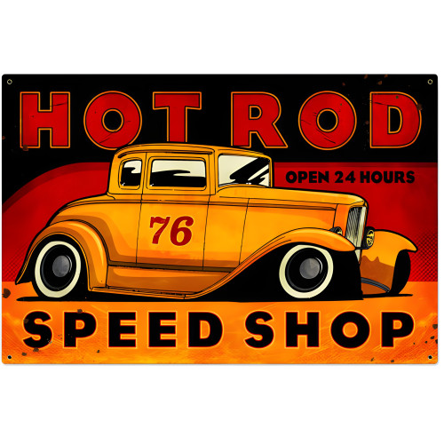Hot Rod Speed Shop Metal Sign - 36" x 24"