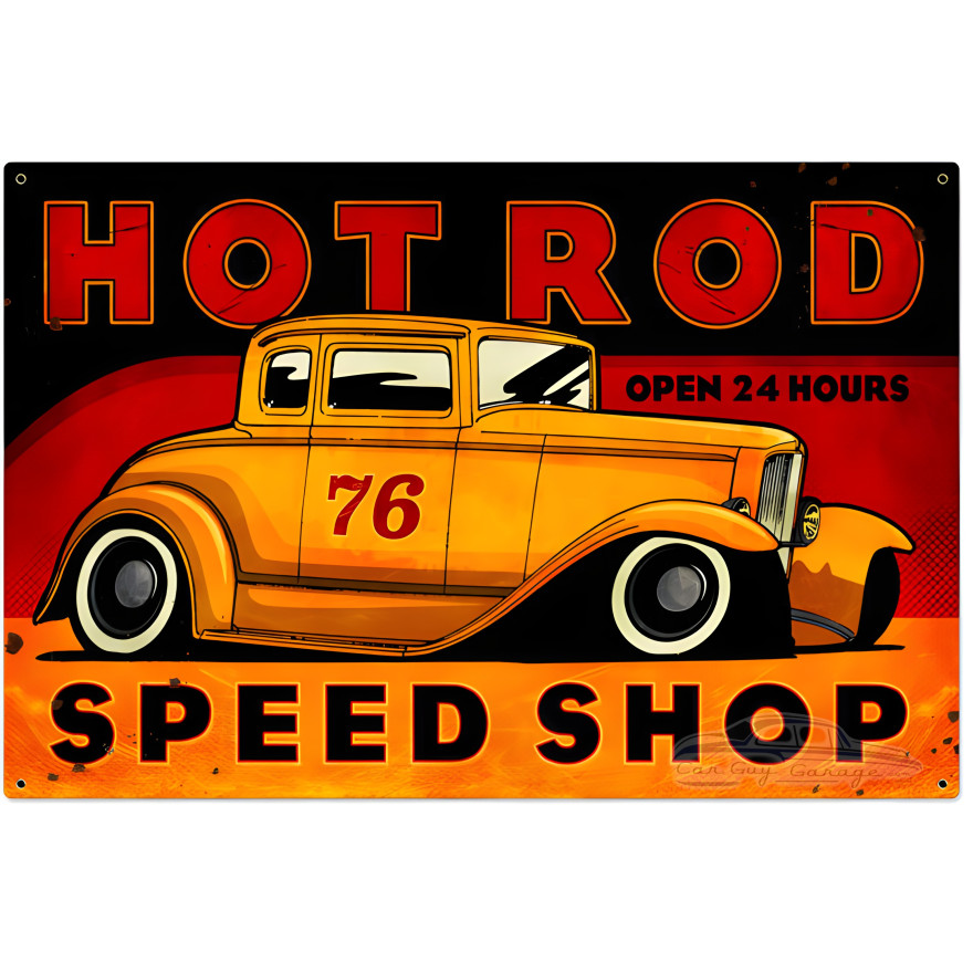 Hot Rod Speed Shop Metal Sign - 36" x 24"