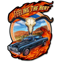 Hot Rod Steer Skull Metal Sign - 17" x 13"