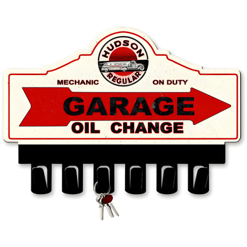 Hudson Gasoline Key Hanger Metal Sign - 14" x 10"