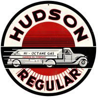 Hudson Gasoline Metal Sign - 14" Round