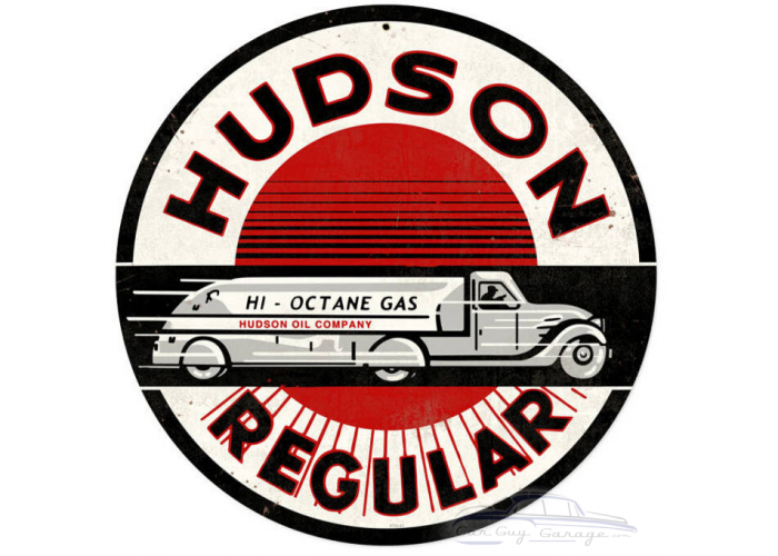 Hudson Gasoline Metal Sign - 14" Round