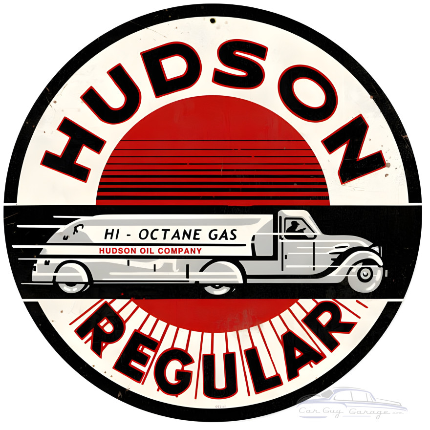Hudson Gasoline Metal Sign - 14" Round