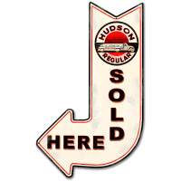 Hudson Sold Here Arrow Metal Sign - 15" x 24"