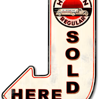 Hudson Sold Here Arrow Metal Sign - Durable USA Made Decor