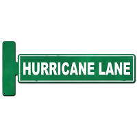 Hurricane Lane Flange Metal Sign - 9" x 23" Double Sided