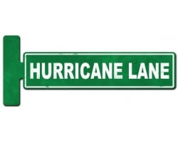 Hurricane Lane Flange Metal Sign - 9" x 23" Double Sided