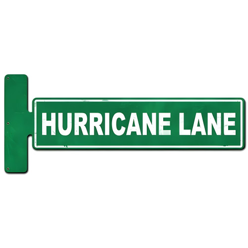 Hurricane Lane Flange Metal Sign - 9" x 23" Double Sided