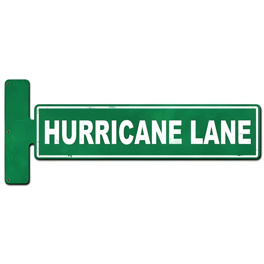 Hurricane Lane Flange Metal Sign - 9" x 23" Double Sided