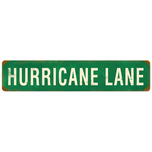 Hurricane Lane Metal Sign - 28" x 6"