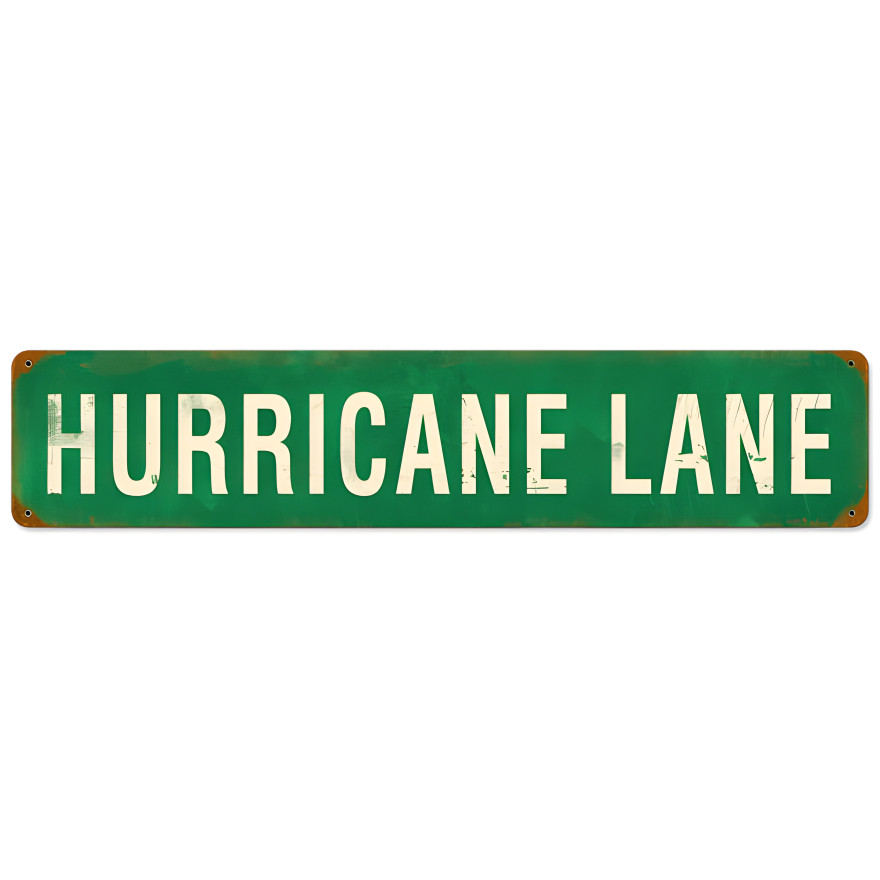 Hurricane Lane Metal Sign - 28" x 6"