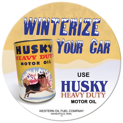 Husky Motor Oil Metal Sign - 14" Round