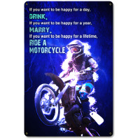 If You Want to Be Happy Metal Sign - 12" x 18"