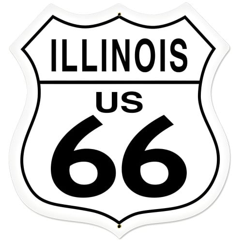 Illinois Route 66 Metal Sign - 28" x 28" Custom Shape