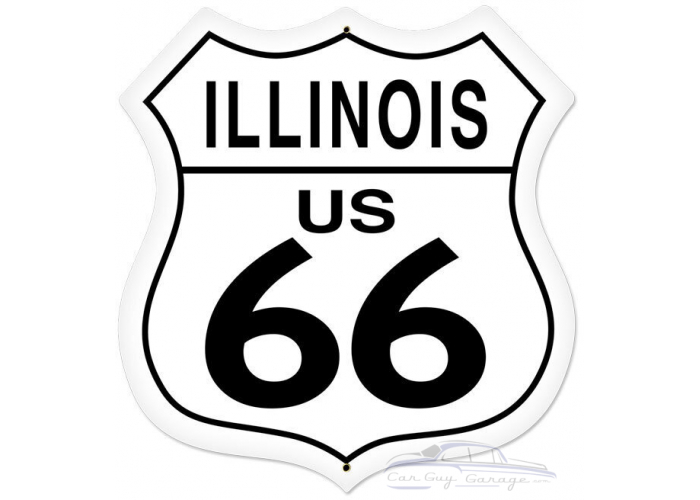 Illinois Route 66 Metal Sign - 28" x 28" Custom Shape