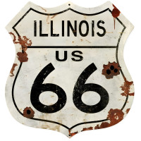 Illinois US 66 Metal Sign - 28" x 28" Custom Shape
