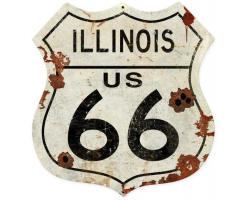 Illinois Route 66 Shield Metal Sign - 15" x 15"