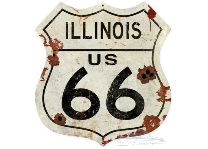 Illinois US 66 Shield Metal Sign - 15" x 15"
