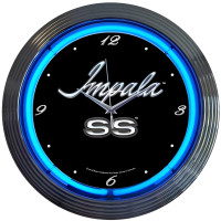 Chevrolet Impala SS Blue Neon Wall Clock - 15" Round