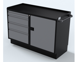 Silver 48 inch 1 door 4 drawer Professional Grade Base Cabinet