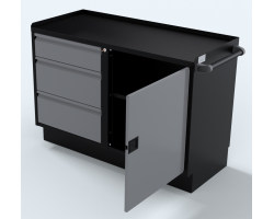 Silver 48 inch 1 door 3 drawer Professional Grade Base Cabinet