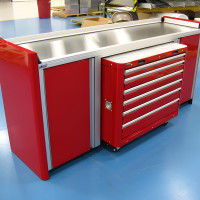 92 in. Aluminum Workbench with Stainless Top and Rolling Tool Cart