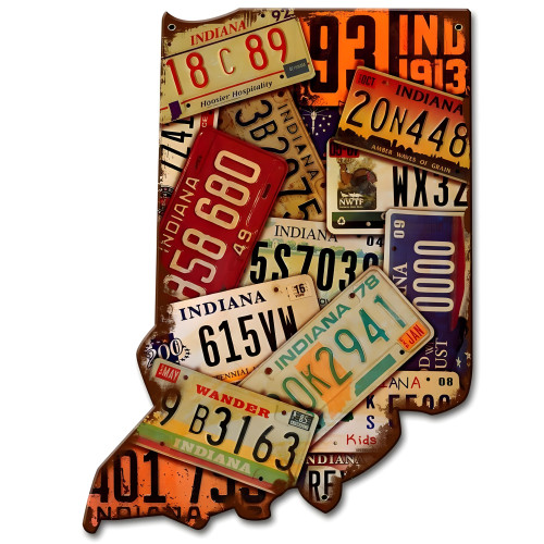 Indiana License Plates Metal Sign - 10" x 13"